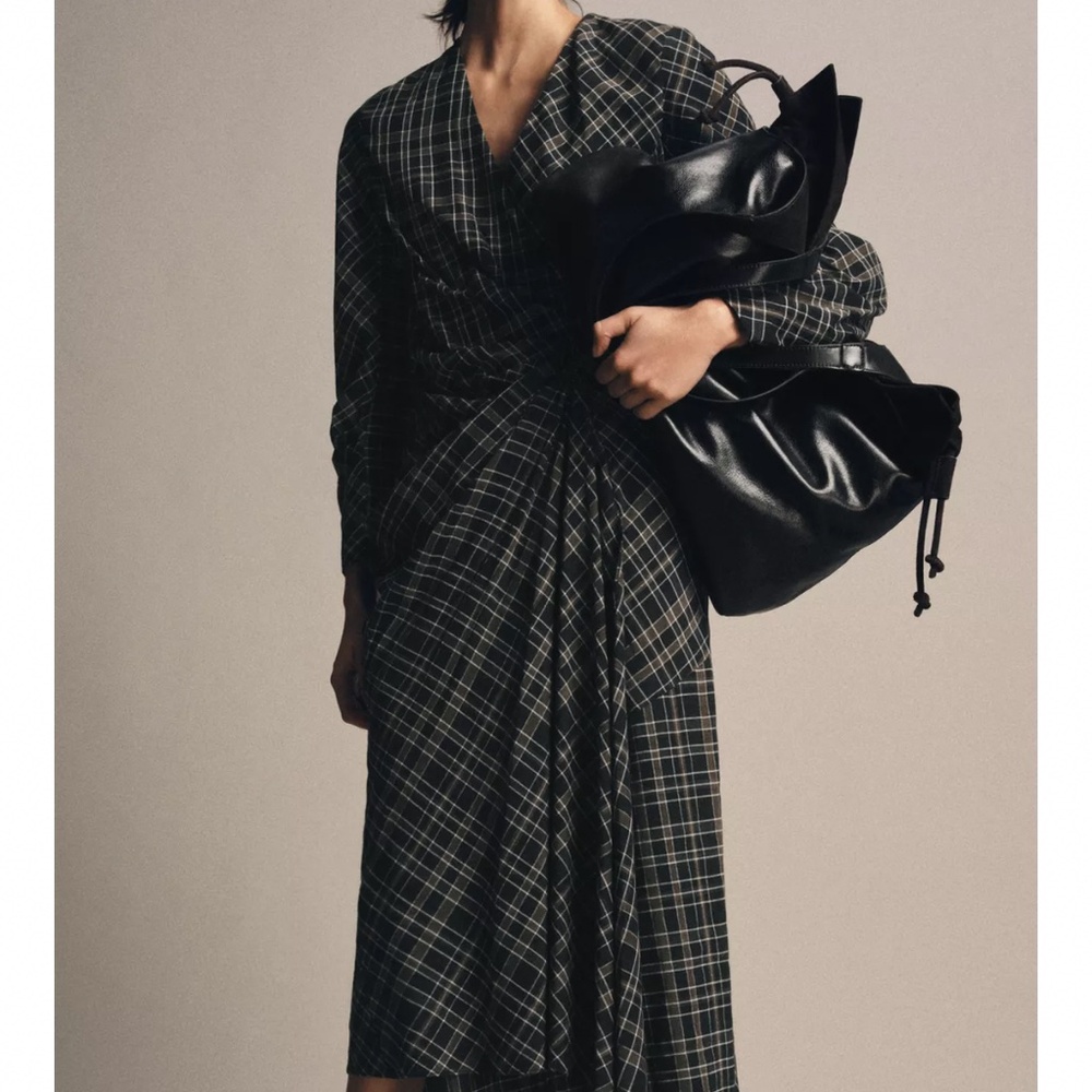 NWT Zara plaid draped dress